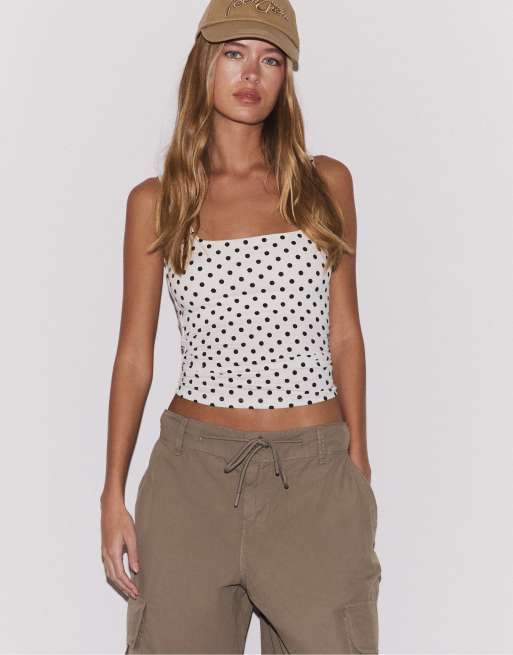 Stradivarius - Top senza maniche con scollo squadrato a pois, 2 di 7