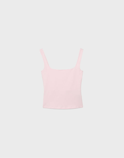 Stradivarius - Top senza maniche giallo pastello con scollo squadrato, 6 di 7