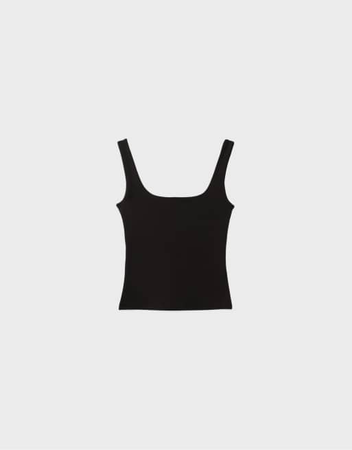 Stradivarius - Top senza maniche nero con scollo squadrato, 7 di 7