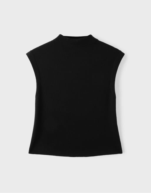 Stradivarius top van breisel met opstaande kraag in zwart, 6 van 7