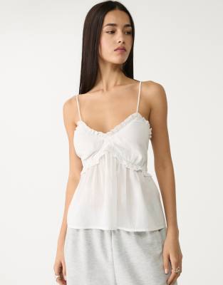 Stradivarius top with tie-up straps in white - view 1