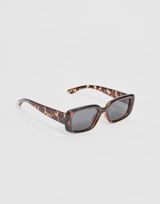Stradivarius Tortoiseshell rectangular sunglasses in brown, 2 of 3