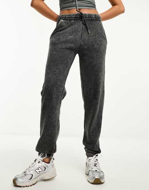 Miss Selfridge low rise deep fold over waistband flare leggings in grey  marl