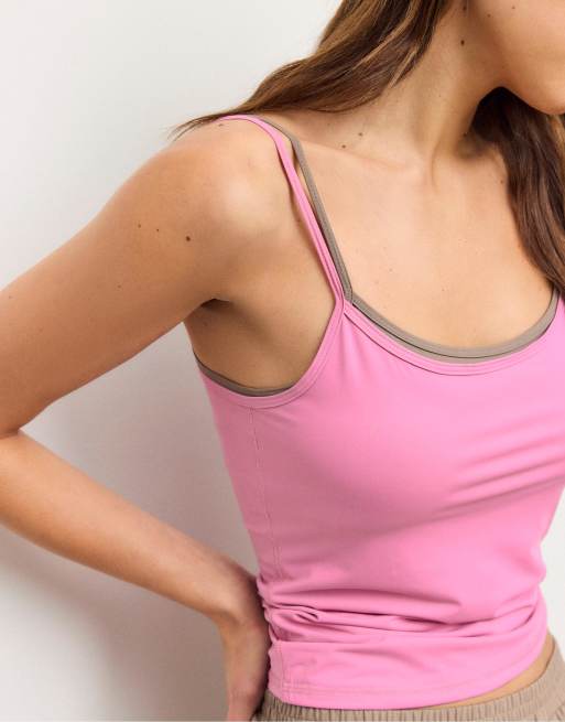 Stradivarius – Trägerloses Basic-Tanktop in Kaugummirosa, 3 von 4