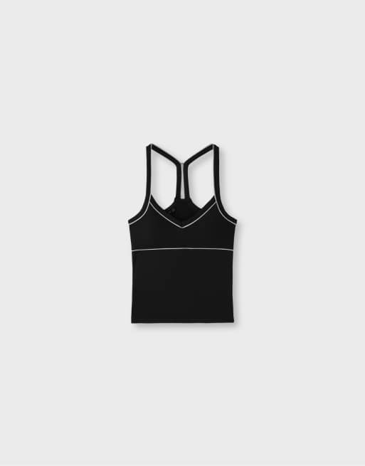 Stradivarius Trägertop mit kontrastierenden Cups in Schwarz, 5 von 6