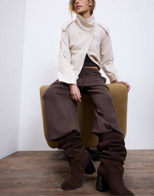 Stradivarius - Trench accollato color ghiaccio con cintura, 3 di 4