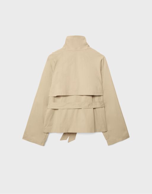 Stradivarius - Trench-coat à col montant avec ceinture - Beige, 7 de 7