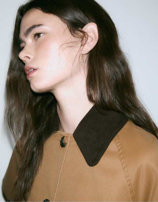 Stradivarius - Trench-coat ciré court avec ceinture - Camel, 2 de 4