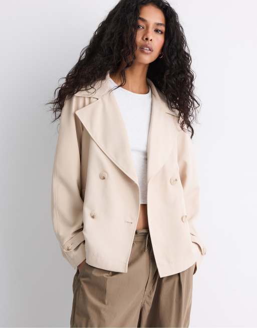 Stradivarius - Trench-coat court avec ceinture - Taupe, 2 de 7