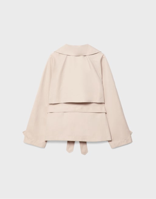 Stradivarius - Trench-coat court avec ceinture - Taupe, 7 de 7