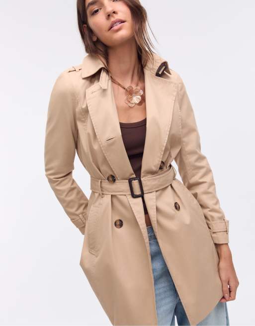 Double Breasted Trench Trench Taupe Femme Stradivarius Trench-coat