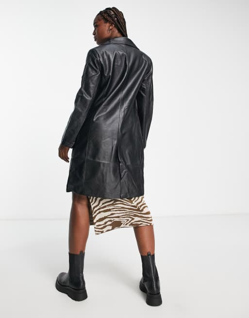 Stradivarius Trench coat en similicuir Noir