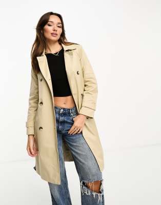 Stradivarius trench coat in beige | ASOS