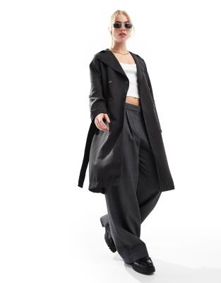 Stradivarius Trench Coat In Black