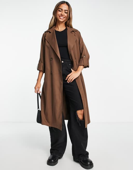 Stradivarius trench coat in brown