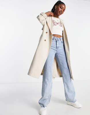 Stradivarius trench coat in light stone - ASOS Price Checker