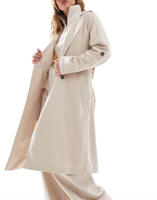 Stradivarius trench coat in stone