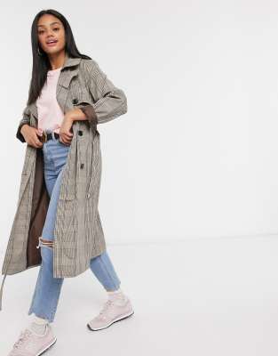 trench long a carreaux