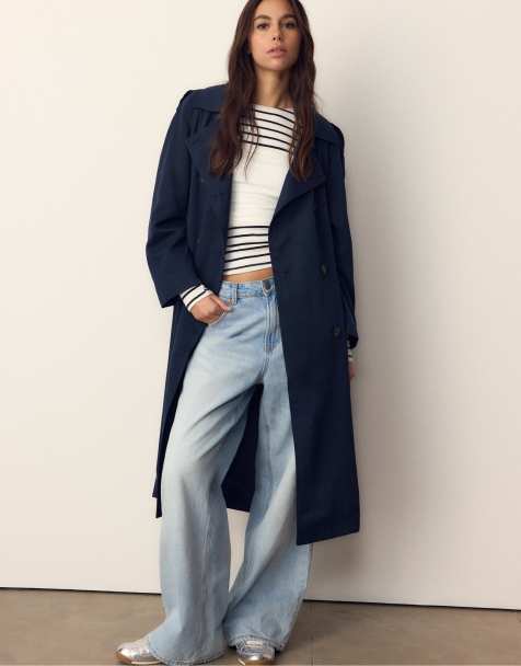 Stradivarius - Trench-coat long et fluide - Bleu marine - view 1