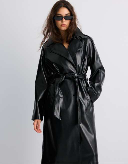 Stradivarius trench-coat long noir, 2 de 7