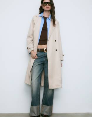 Stradivarius trench coat with belt in beige
