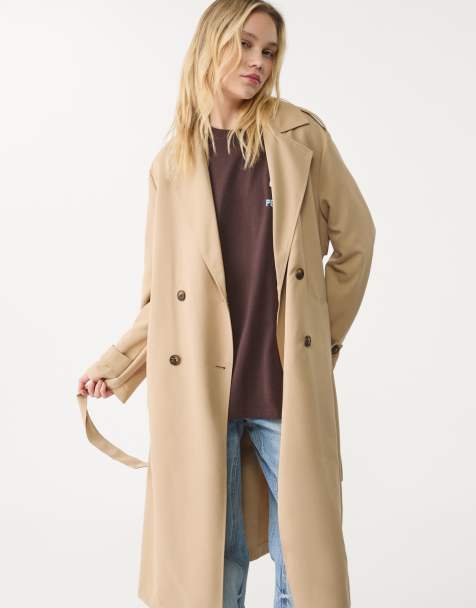 Stradivarius trench coat with belt in beige - view 1