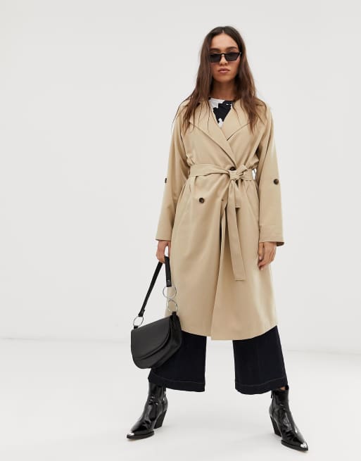 Stradivarius trench coat with tortoise effect buttons in beige, 4 of 4