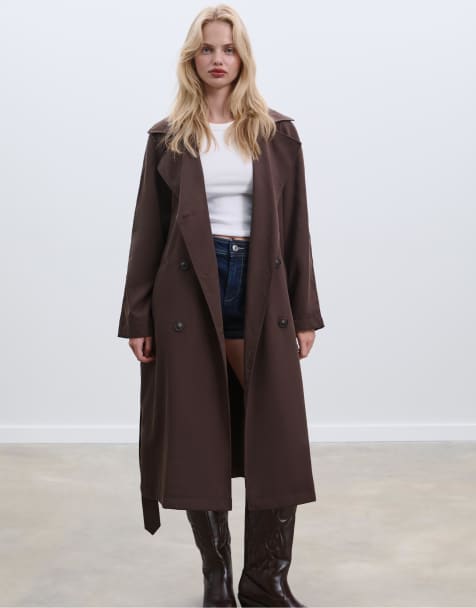 Stradivarius - Trench marrone oversize ampio taglio lungo - view 1
