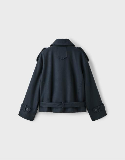 Stradivarius trench oversize effetto pesca blu notte, 7 di 7