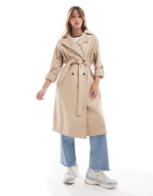 Stradivarius - Trenchcoat in Beige mit Gürtel-Neutral