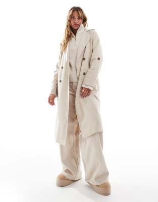 Stradivarius - Trenchcoat in Stein-Neutral