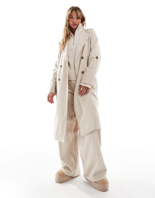 Stradivarius – Trenchcoat in Stein
