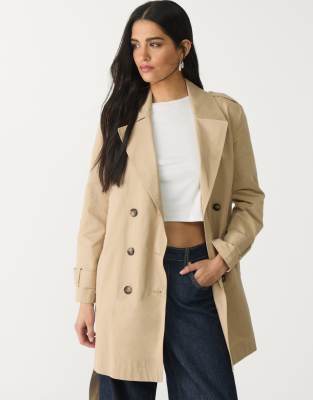 Stradivarius - - Trenchcoat in Steinbeige mit Bindegürtel-Neutral