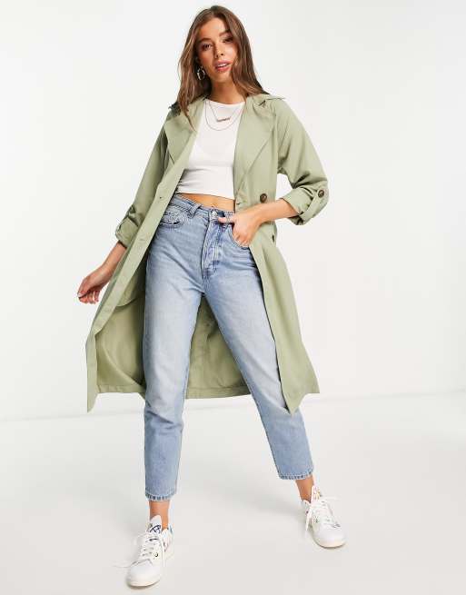 Stradivarius – Trencz z poliestru w kolorze jasnego khaki – KHAKI