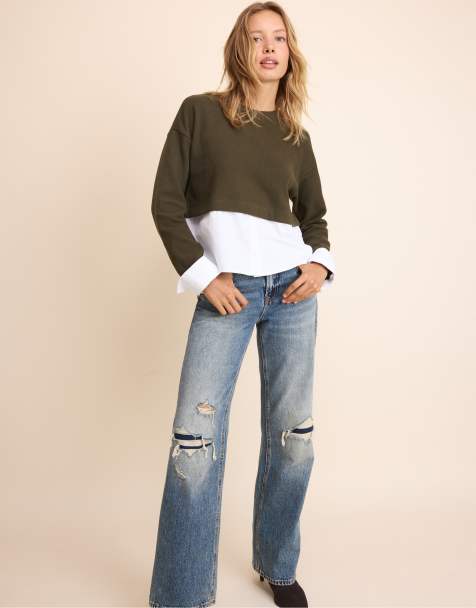 Stradivarius trui van gemengde stof in kaki - view 1