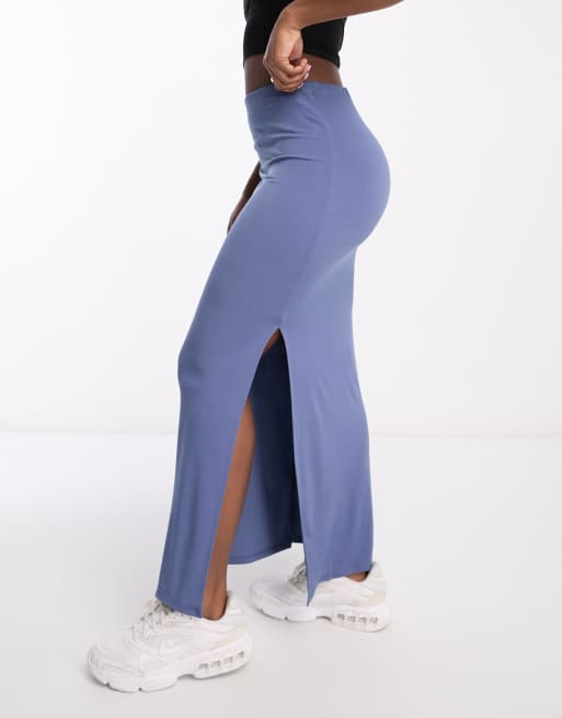 Stradivarius tube co-ord maxi skirt in petrol
