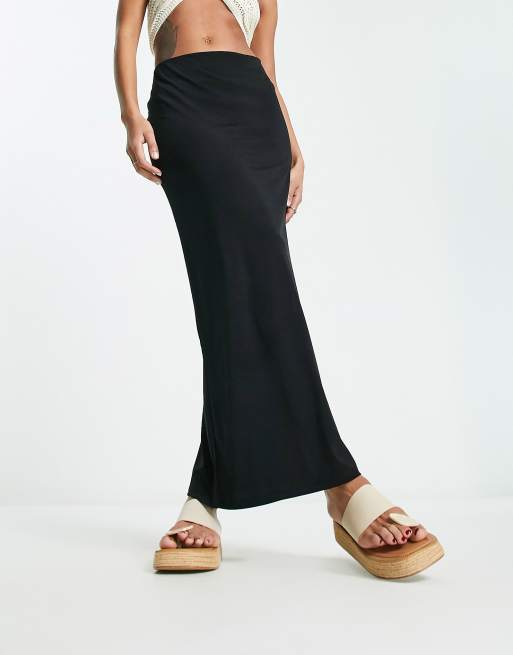 Stradivarius tube maxi skirt co-ord in black | ASOS