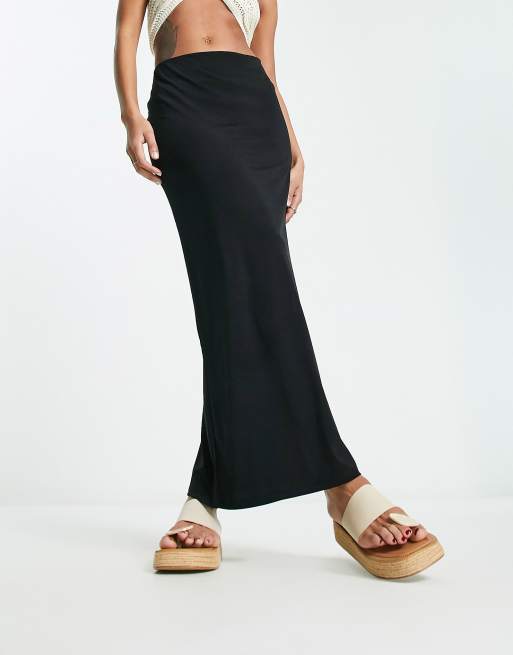 Stradivarius tube maxi skirt in black (part of a set) 