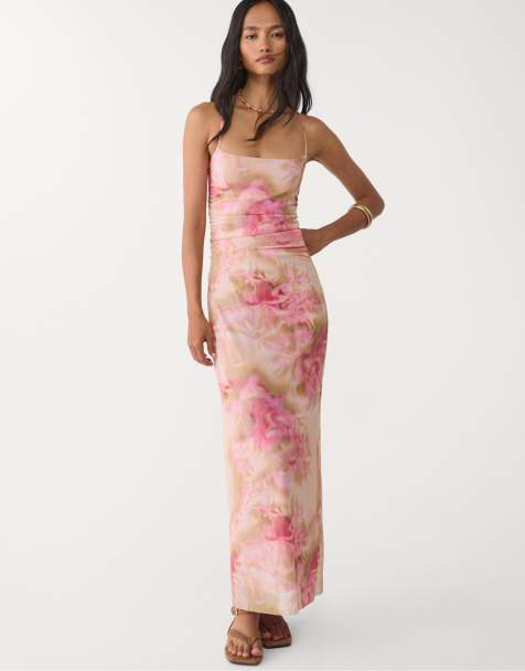 Stradivarius tulle midi dress in pastel pink - view 1