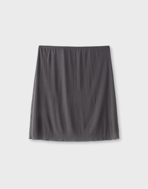 Stradivarius Tulle midi skirt in dark grey, 6 of 7