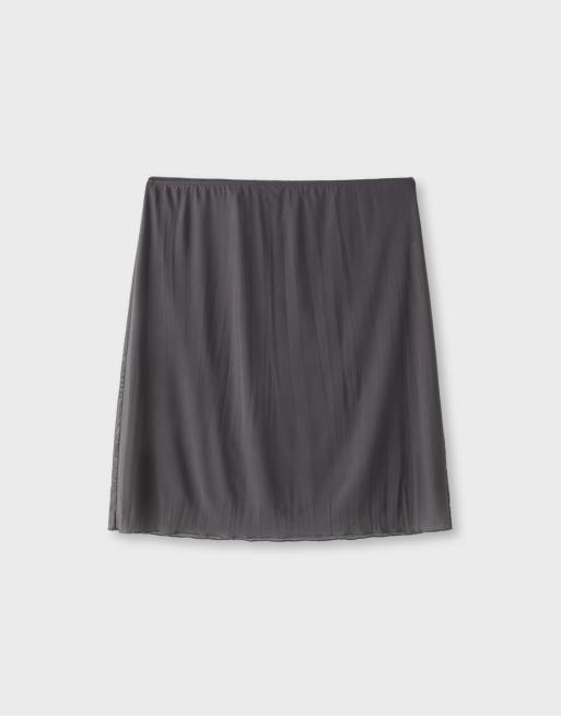 Stradivarius Tulle midi skirt in dark grey, 7 of 7