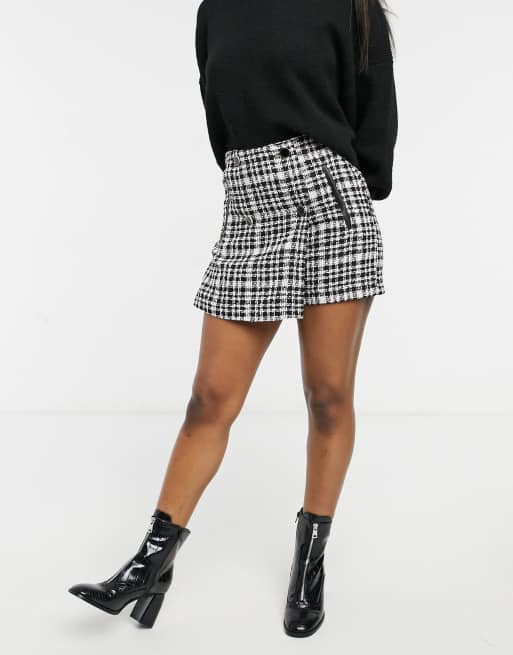 Black and 2025 white skirt tweed