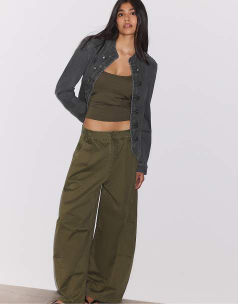 Stradivarius Twill-Jacke mit Knöpfen in Dunkelgrau - view 1