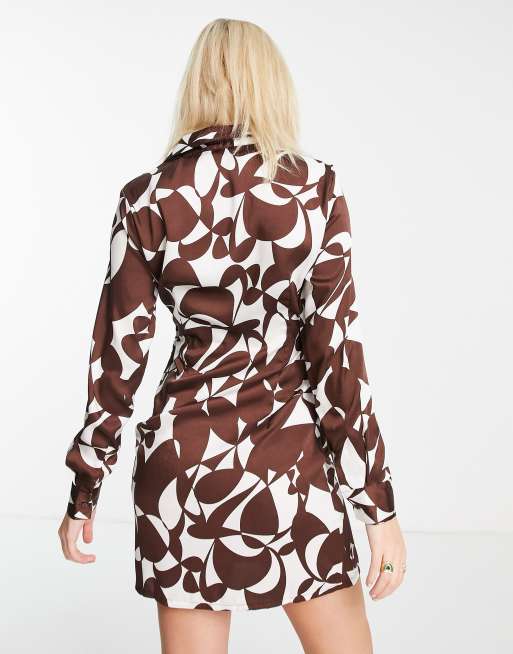 Leopard print hotsell satin shirt dress