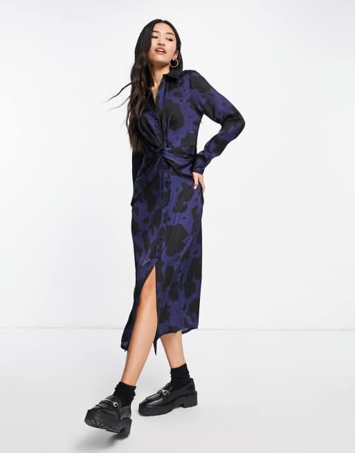 twist satin shirt dress OFF-WHITE