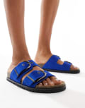 [Stradivarius] Stradivarius two strap buckle sandals in blue 35 BLUE