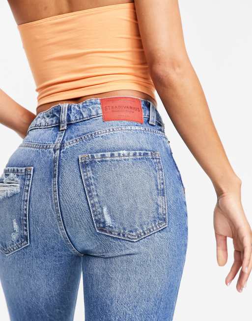 Stradivarius - Ultimate Authentic - Mellemblå jeans med svaj, 3 af 4