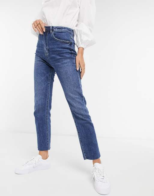 Stradivarius ultimate high waist straight jeans in blue ASOS