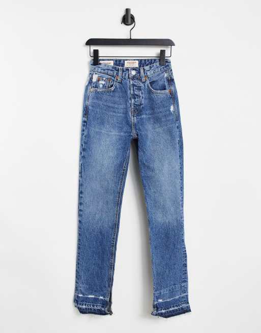 Stradivarius ultimate vintage straight jeans in medium blue