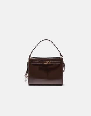 Stradivarius - Umhängetasche aus Kunstleder in Braun-Brown